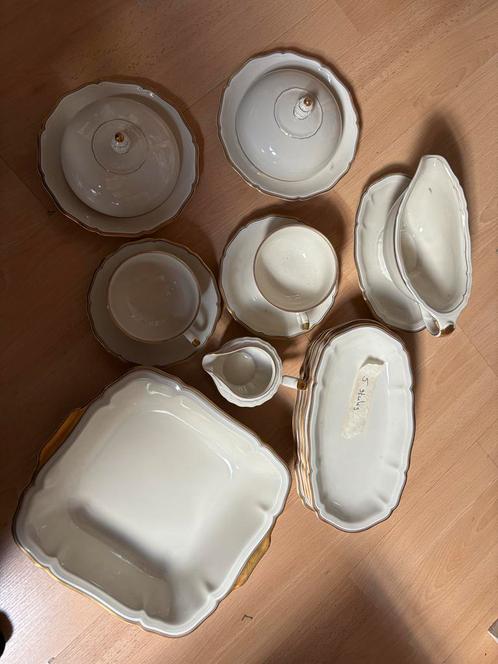Antiek Fraureuth Haviland Bavaria Servies Onderdelen Wit/Gou, Antiek en Kunst, Antiek | Servies compleet, Ophalen