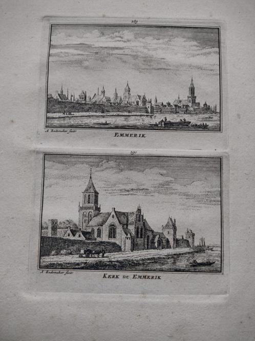 289-290 Emmerik Kopergravure dl 3 18e Eeuw, Antiek en Kunst, Kunst | Etsen en Gravures, Ophalen of Verzenden