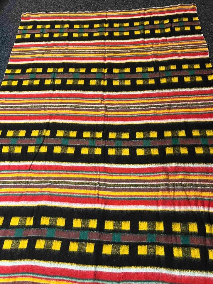 Vintage retro wollen deken, Huis en Inrichting, Woonaccessoires | Plaids en Woondekens, Gebruikt, Ophalen of Verzenden