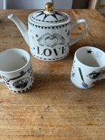 Blond Noir collectie theepot + 2 mokken, Ophalen, Blond Amsterdam, Zo goed als nieuw, Kop(pen) en/of Schotel(s)