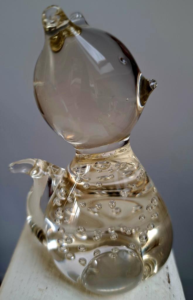 Glazen kat, Antiek en Kunst, Antiek | Glas en Kristal, Ophalen of Verzenden