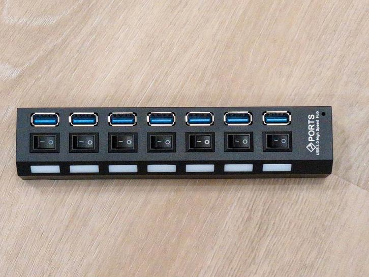 7-Poorts USB 3.0 Hub, Aan/Uit Switch. Hoge S, voeding. Nieuw, Computers en Software, Geheugenkaartlezers, Nieuw, Ophalen of Verzenden