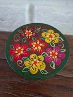 Klein rond houten doosje. Vintage. Handgeschilderd. Ø 6,5 cm, Ophalen of Verzenden, Zo goed als nieuw