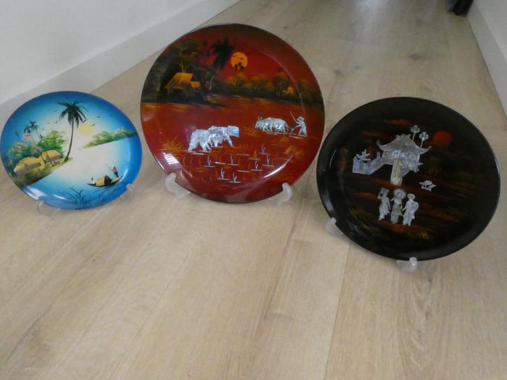 3 (wand)borden van Vietnamees Lakwerk, Antiek en Kunst, Kunst | Niet-Westerse kunst, Ophalen of Verzenden