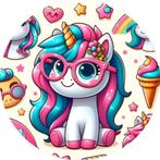 LF3997 ouwel eenhoorn 20x4,7cm eetbare cupcake rondjes vers, Ophalen of Verzenden, Nieuw, Cupcakes, Versiering