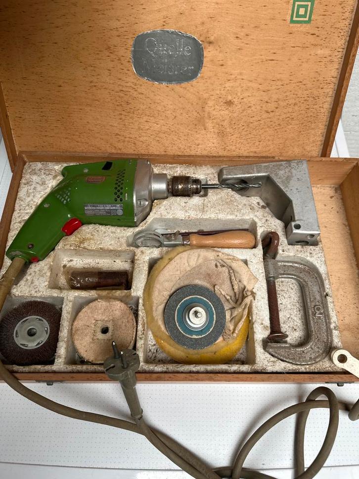 Vintage Quelle Meister Boormachine in Koffer, Doe-het-zelf en Verbouw, Gereedschap | Boormachines, Gebruikt, Boormachine, Minder dan 400 watt