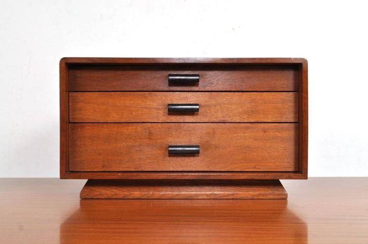 Vintage art deco ladekast eiken kastje sieraden jaren 30, Huis en Inrichting, Kasten | Ladekasten, Gebruikt, Ophalen of Verzenden