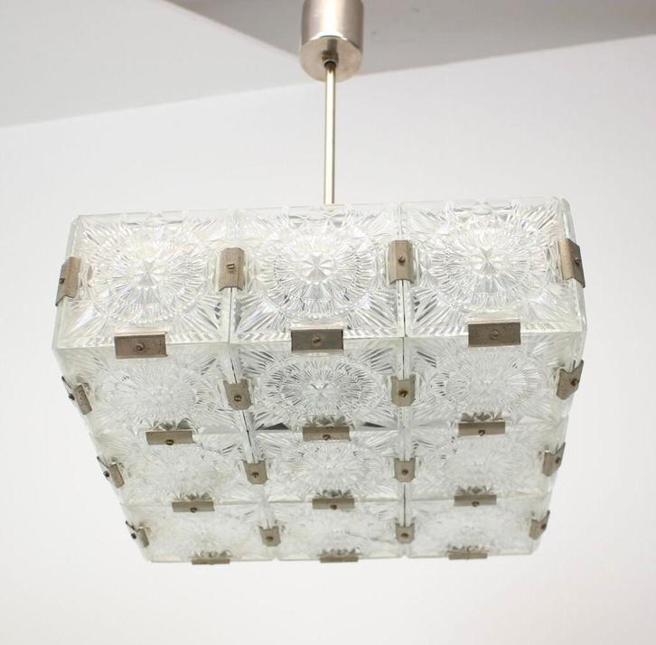 Kristallen lamp – Kamenický Šenov, Tsjechië, ca. 60’s, Huis en Inrichting, Lampen | Hanglampen, Zo goed als nieuw, Minder dan 50 cm