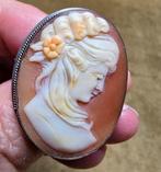 Echte schelpencamee hanger/broche 835 zilver, Ophalen of Verzenden, Zo goed als nieuw, Zilver, Zilver