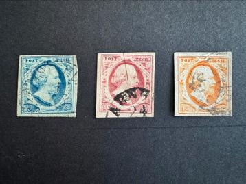 1852 Koning Willem III NVPH nr 1-3 gestempeld beschikbaar voor biedingen