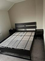 Ikea Trysil bed 160x200 + nachtkastjes - donkerbruin, Huis en Inrichting, Slaapkamer | Bedden, Ophalen, Bruin, Tweepersoons, Zo goed als nieuw