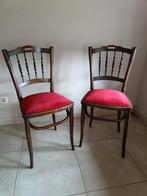 Set van 2 Vintage Houten Stoelen met Rode Bekleding, Ophalen, Hout, Gebruikt, Twee