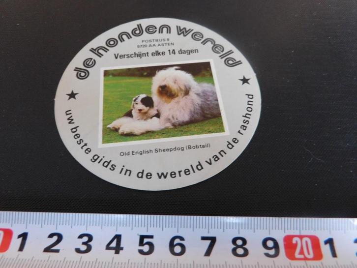 sticker Asten de hondenwereld Old English Sheepdog (Bobtall), Hobby en Vrije tijd, Stickers en Plaatjes, Zo goed als nieuw, Sticker