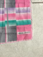 Vintage Olga Greco Sjaal Roze lila groen grijs zijde, Ophalen of Verzenden, Zo goed als nieuw