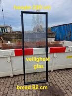 Stalen deur veiligheidglas, Gebruikt, Deurkozijn, Hout, Ophalen