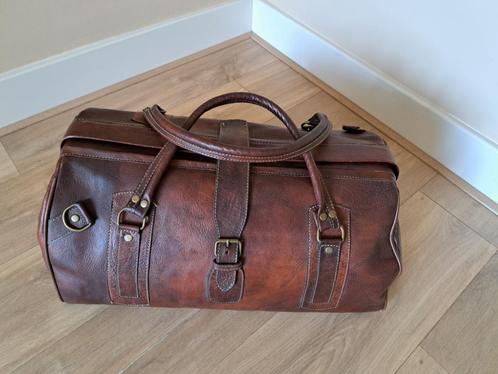 Leren reistas, Sieraden, Tassen en Uiterlijk, Tassen | Reistassen en Weekendtassen, Gebruikt, Bruin, 40 tot 60 cm, 30 cm of meer
