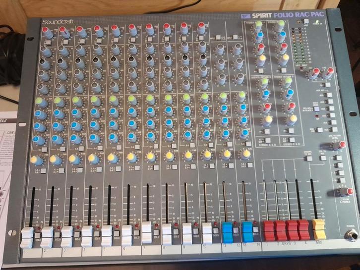 Soundcraft Spirit folio rac pac 14 kanaals mixer, Muziek en Instrumenten, Mengpanelen, Gebruikt, 10 tot 20 kanalen, Microfooningang