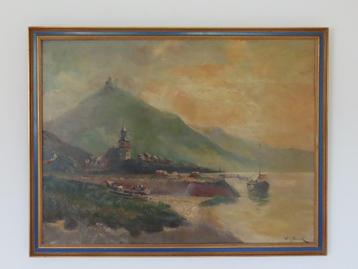 Willem van der Burch - Berglandschap / havengezicht beschikbaar voor biedingen