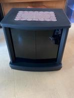 Zwarte kast met glazen deuren, Ophalen, Minder dan 50 cm, Gebruikt, Glas