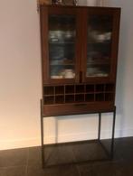 Moderne Wijnkast/Drankkast Walnoothout Donkerbruin, Huis en Inrichting, Kasten | Vitrinekasten, Ophalen, Eikenhout, 50 tot 100 cm