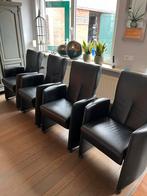 Leolux leren eetkamer stoelen (op wieltjes), Ophalen, Zo goed als nieuw, Zwart, Vier
