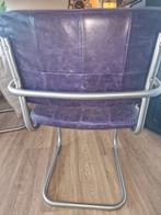 Paarse leren eetkamerstoelen - 6 stuks, Antiek en Kunst, Ophalen
