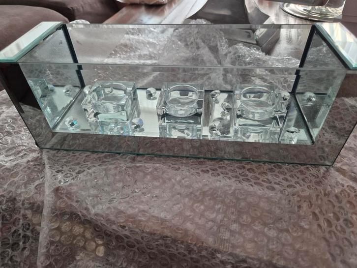 Glazen Waxinelichthouder Spiegel, Huis en Inrichting, Woonaccessoires | Kandelaars en Kaarsen, Nieuw, Kandelaar, Minder dan 25 cm
