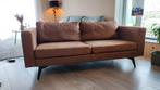 Bank Leon cognac velvet/micro leer, Huis en Inrichting, Banken | Bankstellen, Ophalen, Zo goed als nieuw, 75 tot 100 cm, Leer