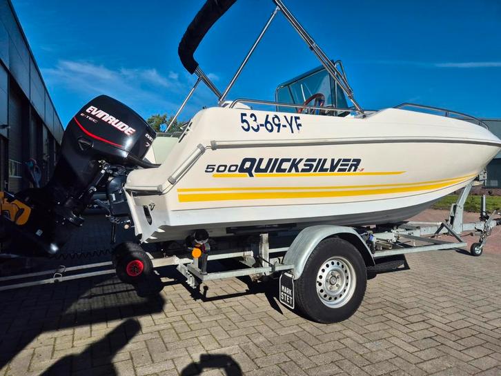 Quicksilver 500 - 2000 - 75pk - Incl. Trailer, Watersport en Boten, Motorboten en Motorjachten, Gebruikt, Polyester, Tot 6 meter