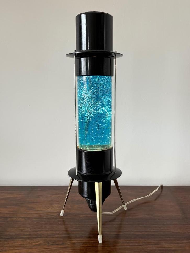 Original USSR Sputnik Retro Vintage lava lamp blauwe glitter, Huis en Inrichting, Lampen | Tafellampen, Gebruikt, Minder dan 50 cm