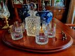 ANTIEKE KRISTALLEN WHISKY SET OP MAHONIE WHISKY TRAY, Ophalen of Verzenden