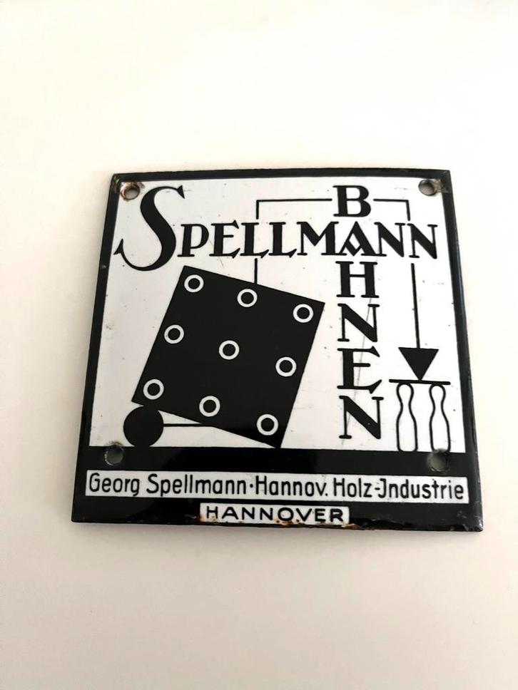 Oud Emaille Reclamebord Spellmann Hannover, Verzamelen, Merken en Reclamevoorwerpen, Ophalen of Verzenden