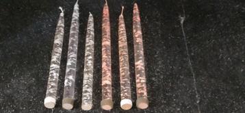 Lucite sierkaarsen jaren 60 2 sets 29 en 25cm lang.  2cm.. beschikbaar voor biedingen