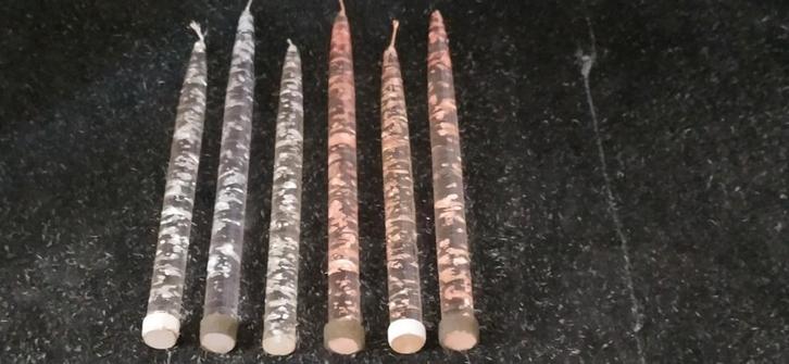 Lucite sierkaarsen jaren 60 2 sets 29 en 25cm lang.  2cm.., Diversen, Kerst, Gebruikt, Ophalen of Verzenden