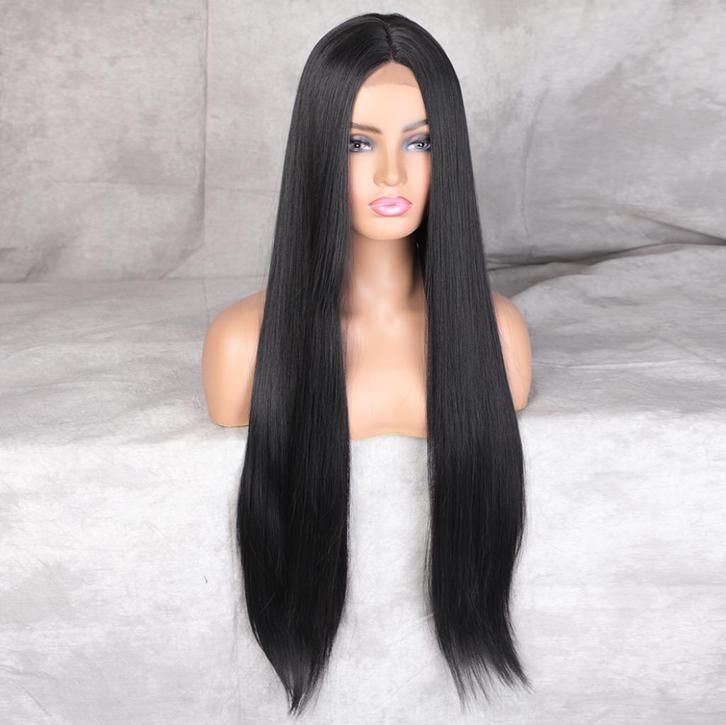 Zwarte Lange Steile Pruik Zwart Haar Haren Dames Vrouwen, Sieraden, Tassen en Uiterlijk, Uiterlijk | Haarverzorging, Nieuw, Pruik of Haarverlenging