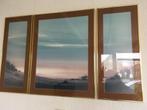 Aquarel, litho, drieluik, duinlandschap. in mooie lijsten, Antiek en Kunst, Kunst | Schilderijen | Klassiek, Ophalen
