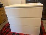 Witte hoogglans Ikea Malm ladekast met 3 lades, Ophalen, 50 tot 100 cm, Zo goed als nieuw, 3 of 4 laden