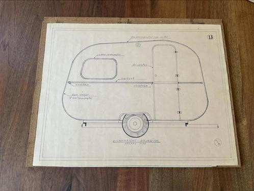 Vintage jaren 60/70 caravan ontwerptekeningen NL ontwerper, Verzamelen, Retro, Overige typen, Ophalen of Verzenden