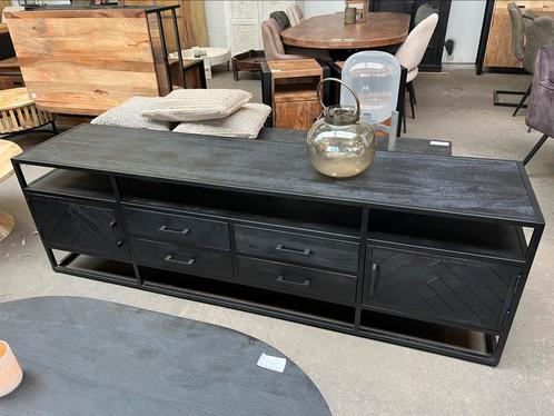 Magazijn leegverkoop tv meubel zwart mangohout visgraat, Huis en Inrichting, Woonaccessoires | Overige, Nieuw, Ophalen of Verzenden
