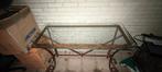 Glazen tafel / sidetable met metalen frame, Ophalen, Gebruikt, 100 tot 150 cm, Glas