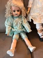 3 antieke poppen; 2 met houten, geleden lijf en pruiken., Verzamelen, Poppen, Ophalen of Verzenden, Pop