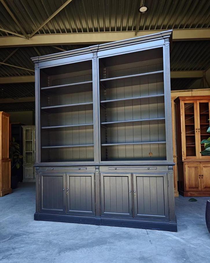 Zwarte Boekenkast | Bibliotheekkast | Winkelkast #2247, Huis en Inrichting, Kasten | Boekenkasten, Gebruikt, 200 cm of meer, 200 cm of meer