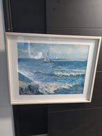 Schilderij Zeegezicht met Zeilboten, Ingelijst, Antiek en Kunst, Kunst | Schilderijen | Klassiek, Ophalen