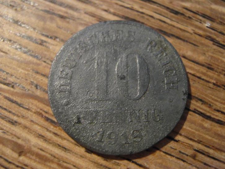 Oorlogsmunt WWI, 10 Pfennig 1918, keizer Wilhelm II #601, Postzegels en Munten, Munten | Europa | Niet-Euromunten, Losse munt