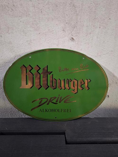 Bitburger drive Emaille Reclamebord Jaren 80 bitte ein bit, Antiek en Kunst, Antiek | Emaille, Ophalen of Verzenden