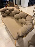 Wafy fluwelen bank metalen poten beige, Ophalen of Verzenden, Nieuw, 75 tot 100 cm