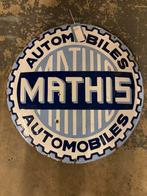 Mathis Automobiles 1920 emaille reclamebord 70 cm, Ophalen, Gebruikt, Reclamebord