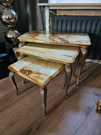 Hollywood Regency Onyx Bijzettafel Set - Art Deco, Huis en Inrichting, Overige materialen, Gebruikt, Art Deco Hollywood Regency