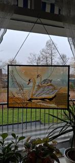 Glaspaneel met metalen frame - Zwanen, Ophalen, Gebruikt