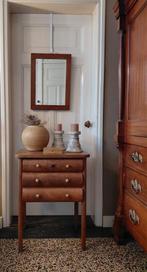 Brocante ladenkast eiken 1920  1930 vakje oude eiken spiegel, Ophalen, Gebruikt, Eikenhout, 50 tot 100 cm